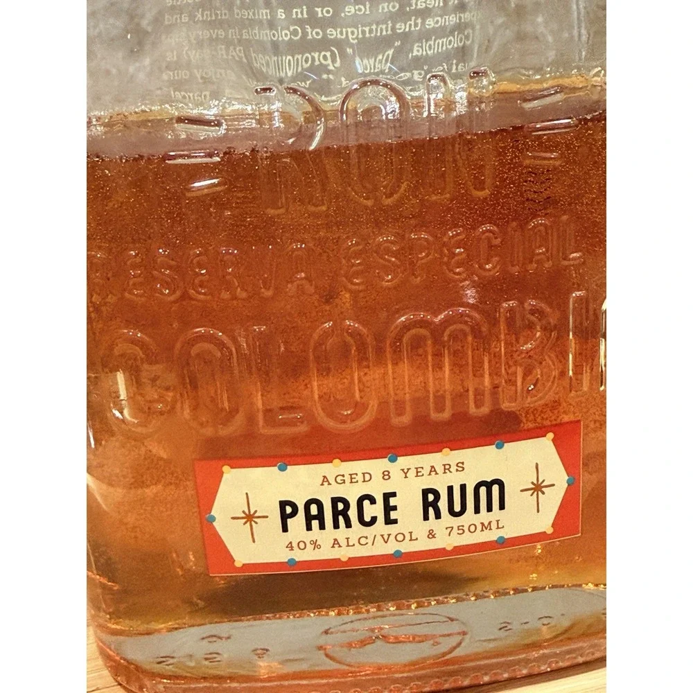 Resin Filled Faux Rum Bottle Parce 8 Year Colombia Luxe Bar Decor Display *